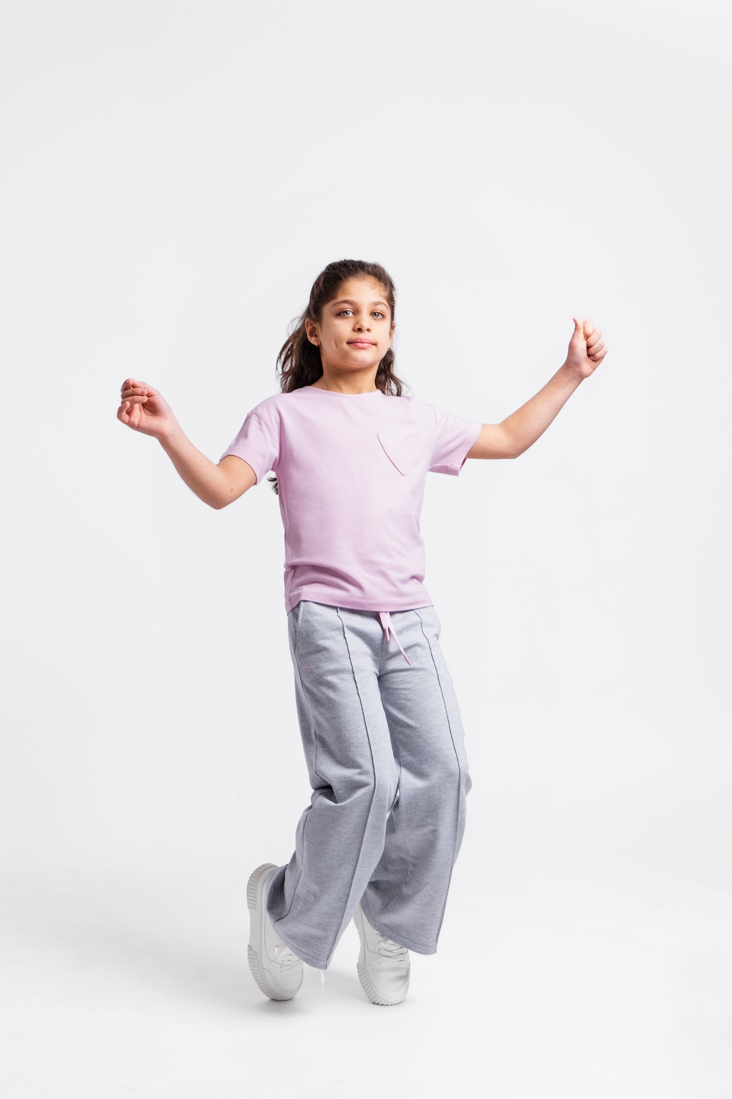 Solid Short Sleeve T-Shirt with Heart Pocket - Pink