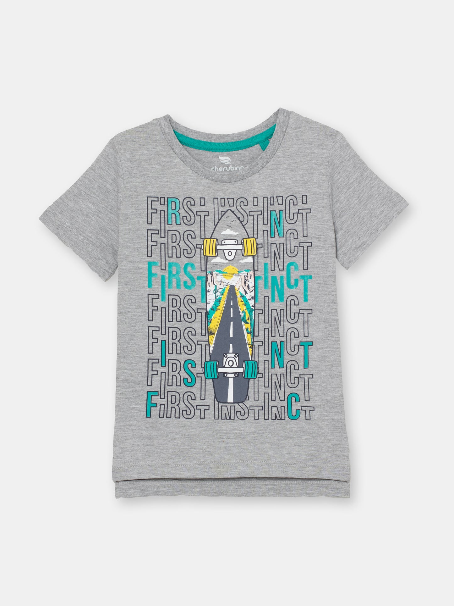 Cherubino Boys' Skateboard Graphic T-Shirt – Fun & Stylish Tees for Back to School - Gray