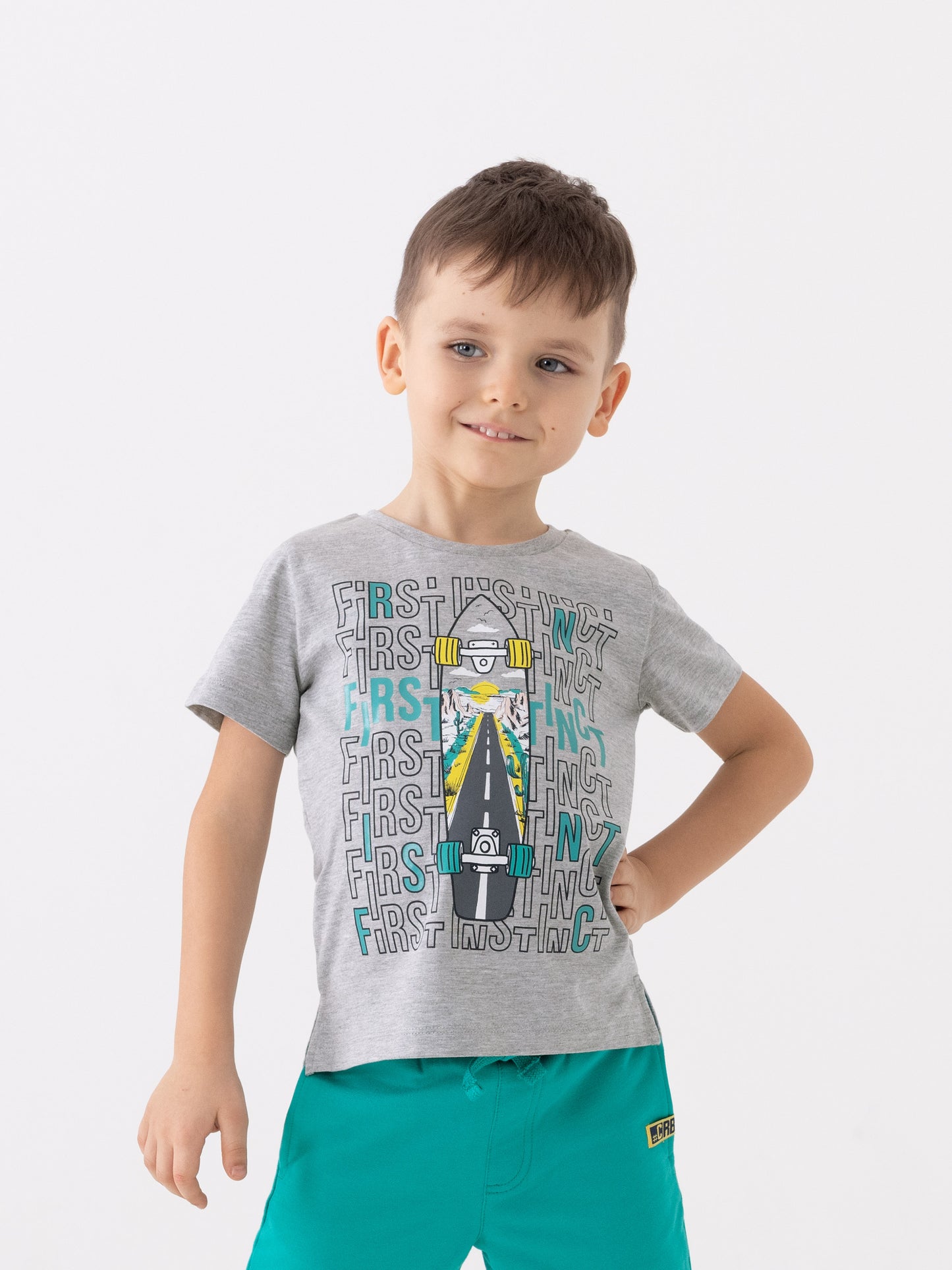 Cherubino Boys' Skateboard Graphic T-Shirt – Fun & Stylish Tees for Back to School - Gray