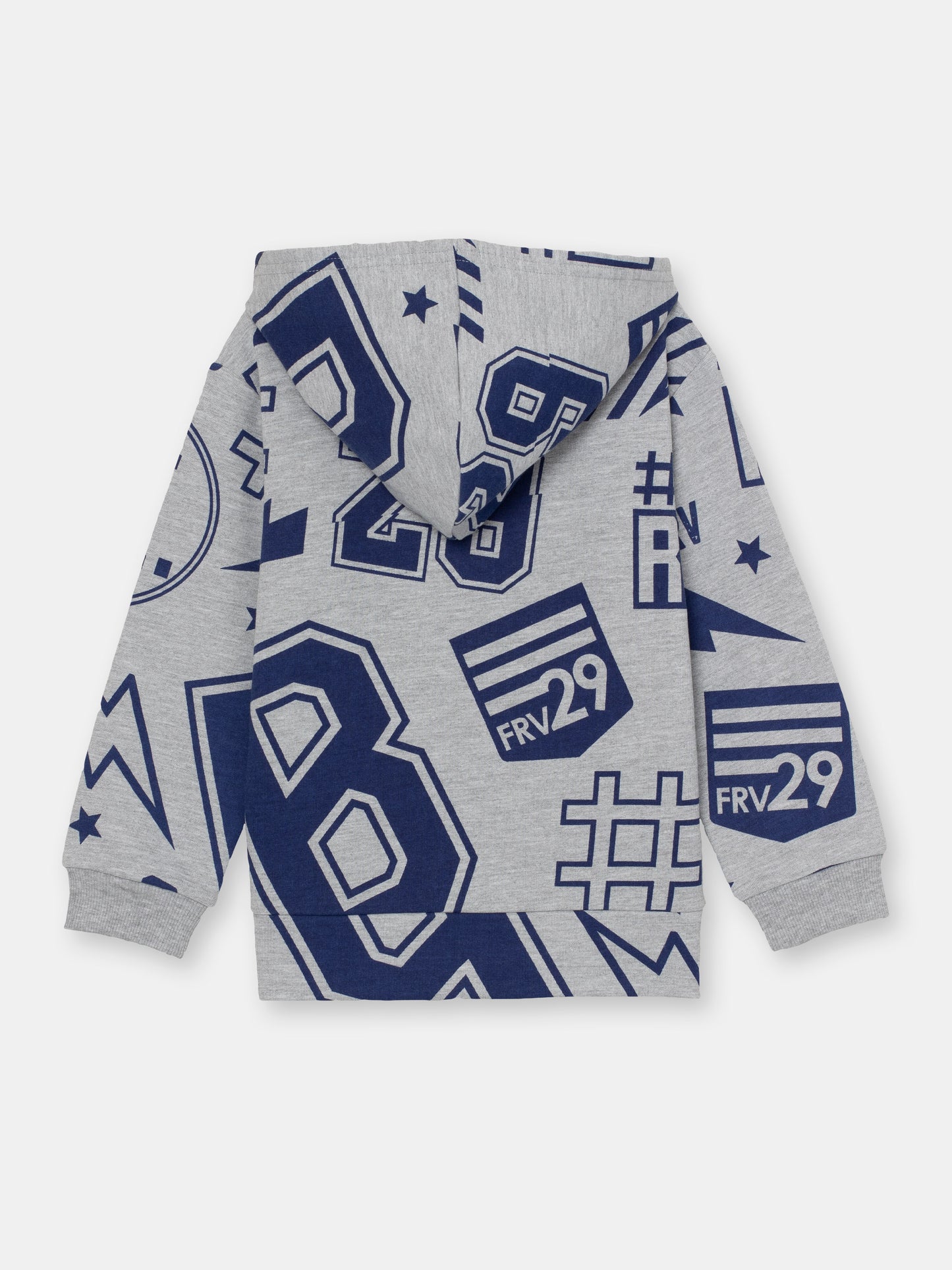 Hoodie Sweatshirt in Stickers Pattern - Grey