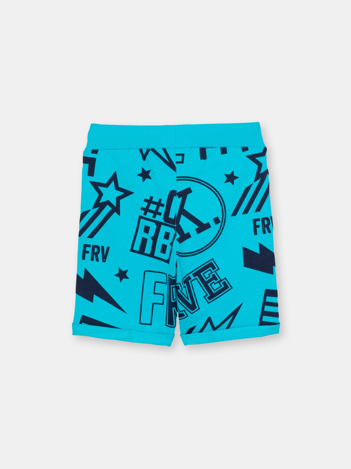 Shorts in Stickers Pattern with CRB Patch - Blue
