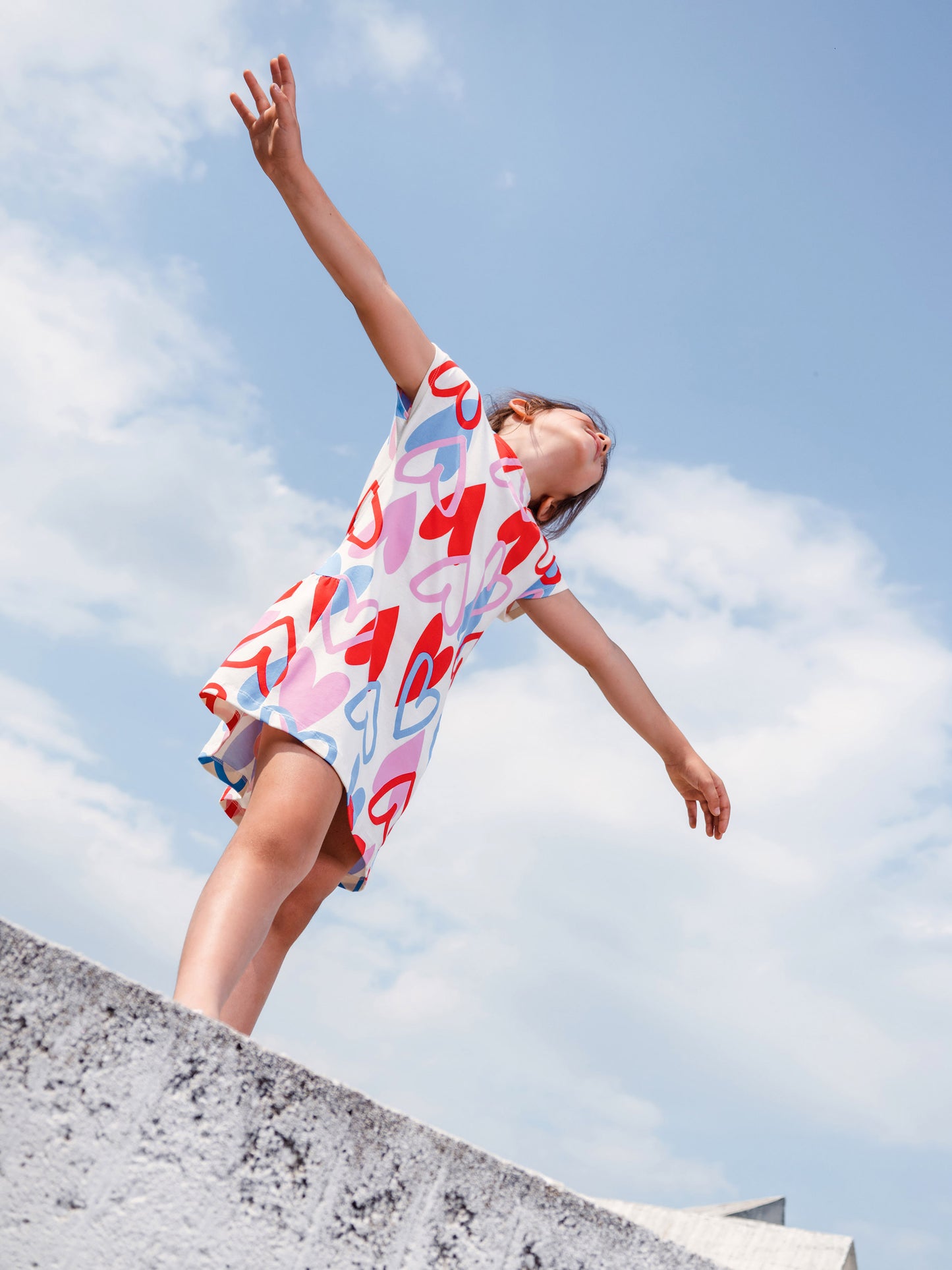 Cherubino Girls' Cupid's Charm Heart-Print A-Line Dress - Perfect for Valentine's Day