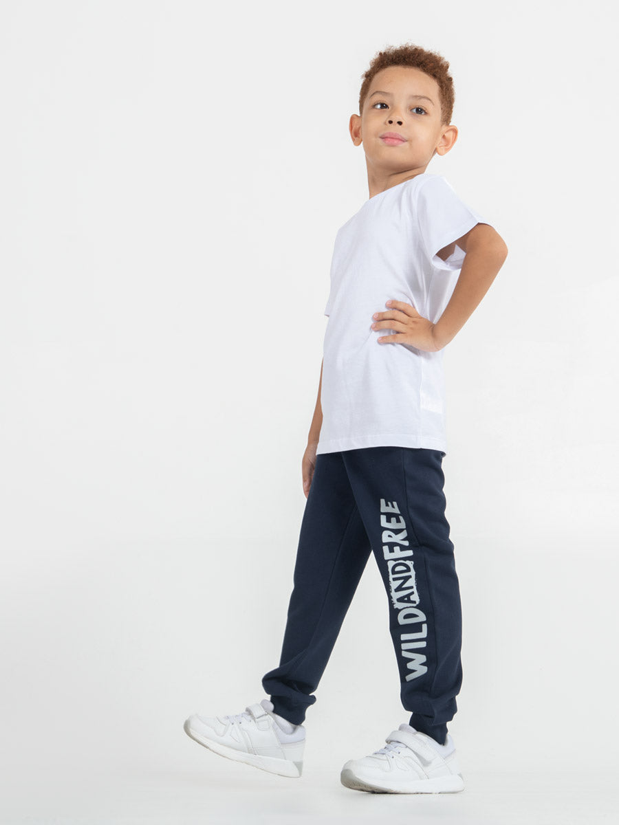 CWKB 70107-41-288 - Cherubino boys dark blue pants with wild and free print - model2