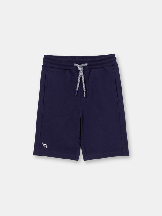 Solid Shorts with Drawstring Waistband - Dark Blue