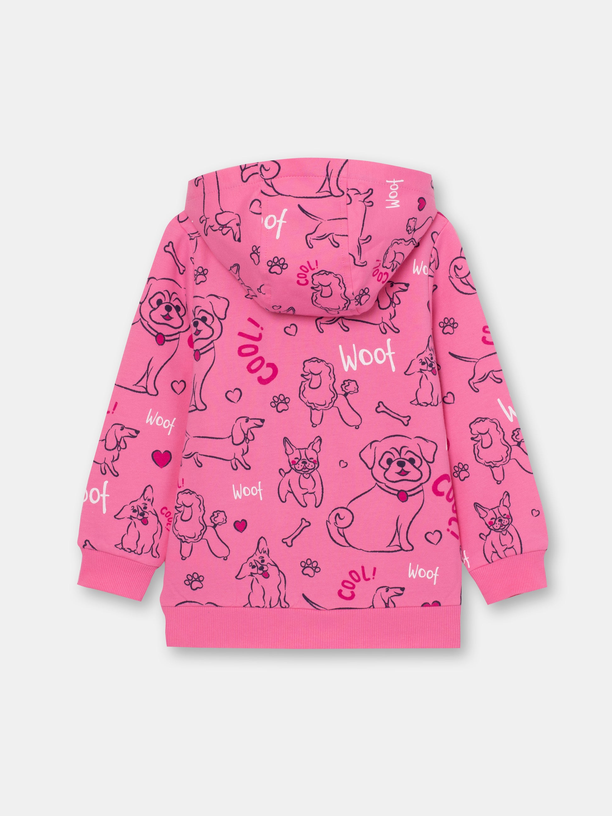 CWKG 62811-27-282 - Cherubino girls bright pink hoodie with cute puppies print - back